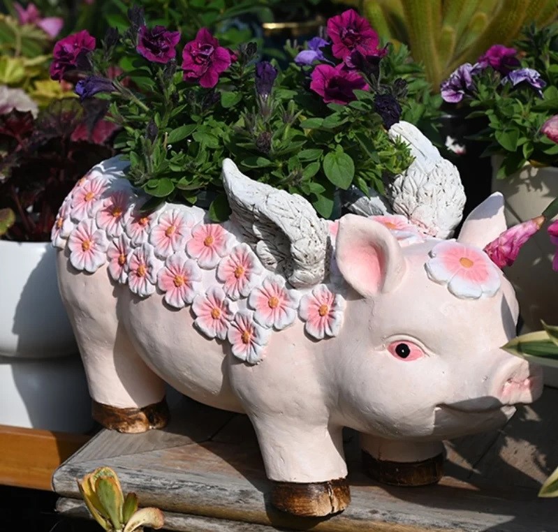 Macetero para Jardín con Forma de Cerdito